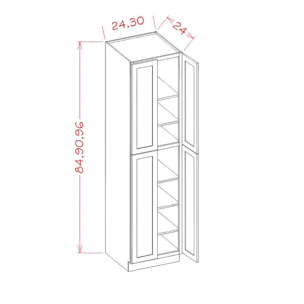 U249624 – 24" Utility Cabinet, 96" High | Shaker Style