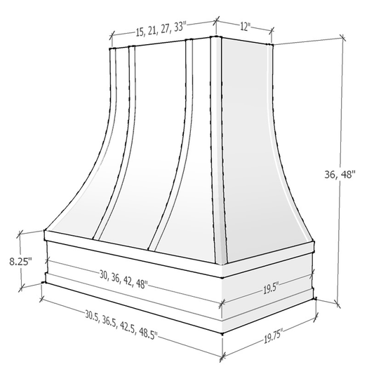 Asheville Curved - Block Moulding & Straps - Unfinished