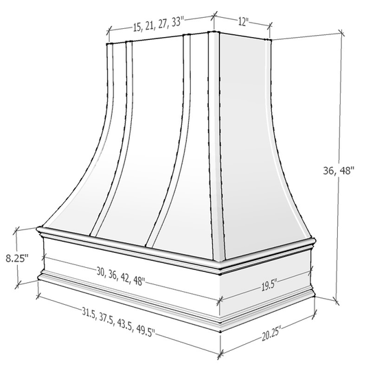 Asheville Curved - Classic Moulding & Straps - Unfinished