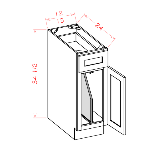 B12TD – 12″ Base Cabinet with Tray Divider | Shaker Style