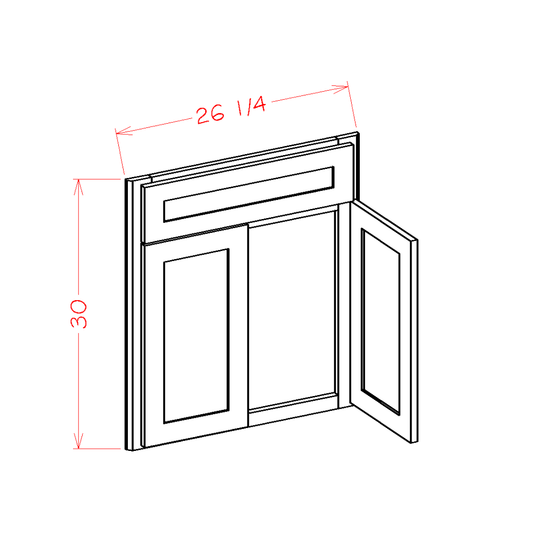 DCSF42 – 42" Diagonal Corner Sink Base Front | Shaker Style