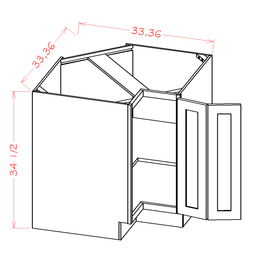 BER33 – 33″ Base Easy Reach Cabinet | Shaker Style