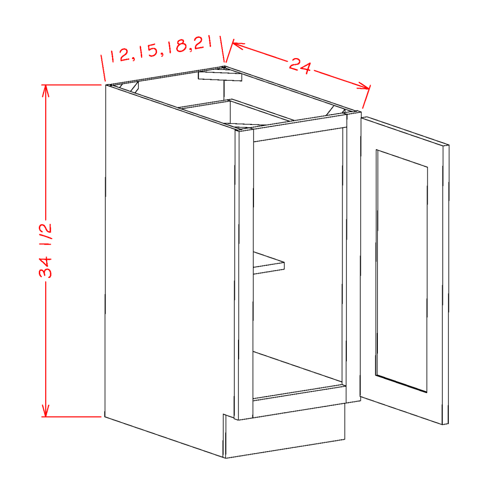 B18FH – 18" Base Cabinet | Shaker Style