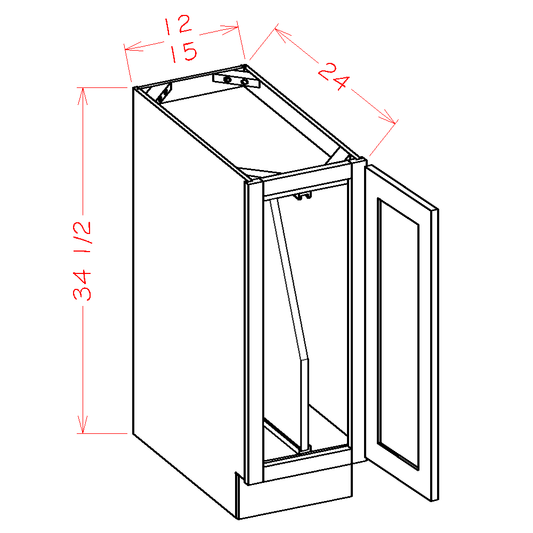 B15FHTD – 15″ Full Height Door Tray Divider Base Cabinet | Shaker Style