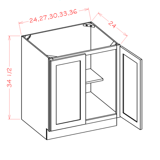 B36FH – 36" Full-Height Double Door Base Cabinet | Shaker Style