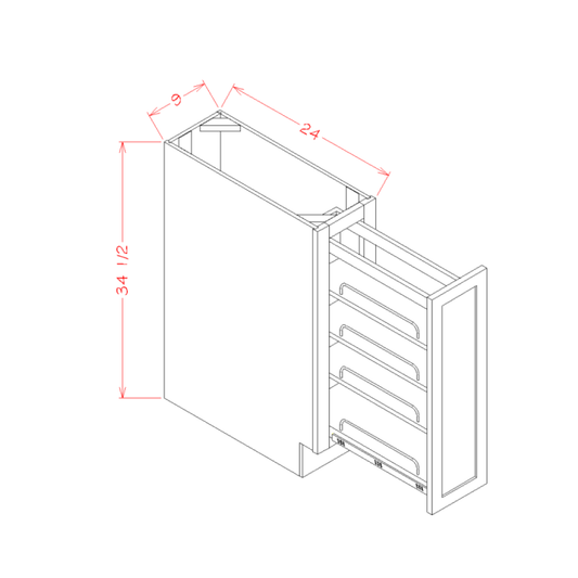 BT9PO – 9″ Base Cabinet with Shelf Pullout | Shaker Style