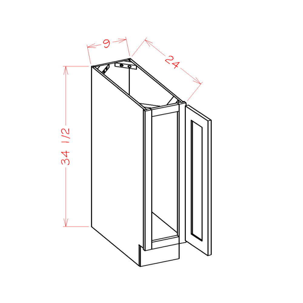 BT9 – 9” Base Cabinet | Shaker Style