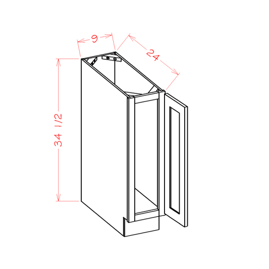 BT9 – 9” Base Cabinet | Shaker Style