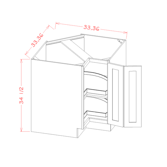 LSB36* – 36″ Base Easy Reach Cabinet with Lazy Susan Trays | Shaker Style