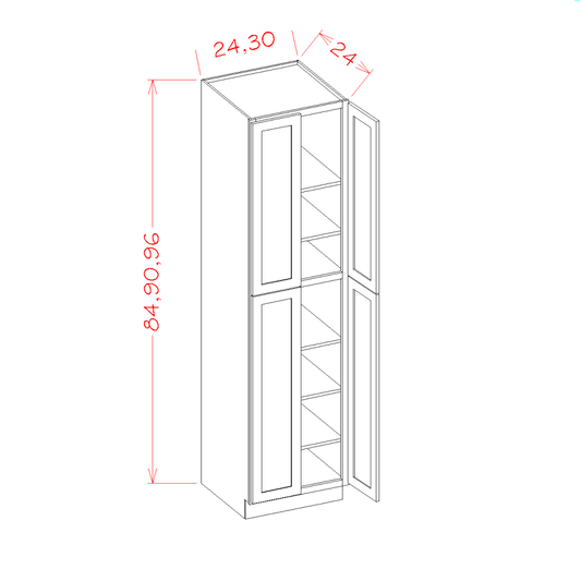 U249024 – 24" Utility Cabinet, 90" High | Shaker Style