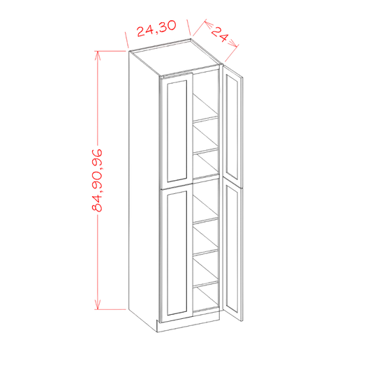 U249624 – 24" Utility Cabinet, 96" High | Shaker Style