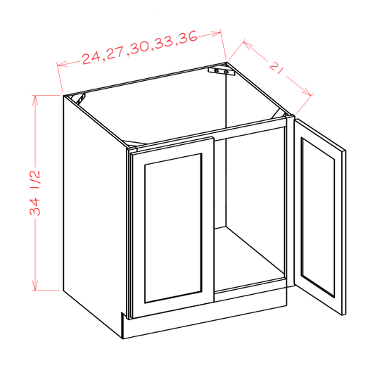 VS36FH – 36" Vanity Sink Base Cabinet, Full Height | Shaker Style